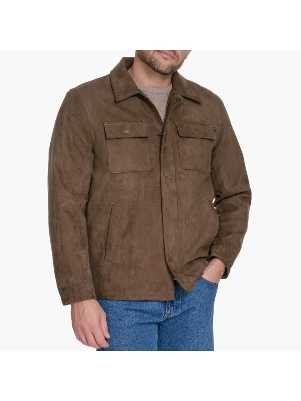 NWT Dockers Brown Faux Suede Shirt Jacket Insulated Chore Coat S